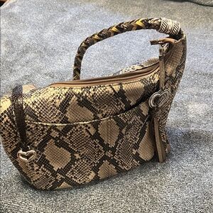 Brighton Snake Print Shoulder Bag with Heart Accents